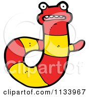 Cartoon Of A Scared Red And Yellow Snake 5 Royalty Free Vector Clipart