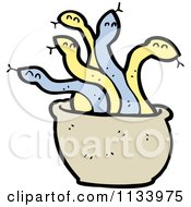 Poster, Art Print Of Blue And Yellow Snakes In A Pot