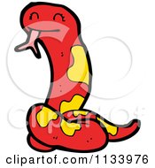 Cartoon Of A Red And Yellow Snake Royalty Free Vector Clipart
