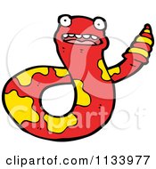 Cartoon Of A Red And Yellow Snake 1 Royalty Free Vector Clipart