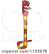 Cartoon Of A Scared Red And Yellow Snake 1 Royalty Free Vector Clipart