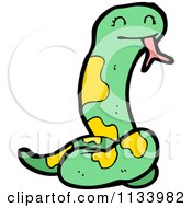 Cartoon Of A Green And Yellow Snake Royalty Free Vector Clipart