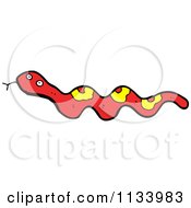 Cartoon Of A Red Snake Royalty Free Vector Clipart