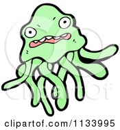 Cartoon Of A Green Jellyfish Royalty Free Vector Clipart by lineartestpilot
