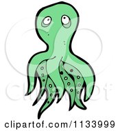 Cartoon Of A Green Octopus 3 Royalty Free Vector Clipart
