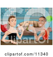 Friends Or A Lesbian Couple Drinking Cocktails At An Upscale Bar Clipart Illustration
