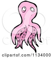 Cartoon Of A Pink Octopus 3 Royalty Free Vector Clipart