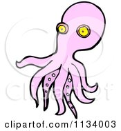 Cartoon Of A Pink Octopus 2 Royalty Free Vector Clipart by lineartestpilot