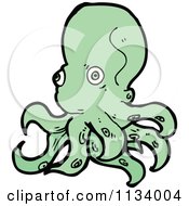 Cartoon Of A Green Octopus Royalty Free Vector Clipart by lineartestpilot
