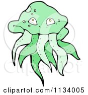 Cartoon Of A Green Jellyfish Royalty Free Vector Clipart