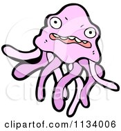 Cartoon Of A Purple Jellyfish Royalty Free Vector Clipart by lineartestpilot