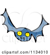 Cartoon Of A Blue Vampire Bat 1 Royalty Free Vector Clipart by lineartestpilot