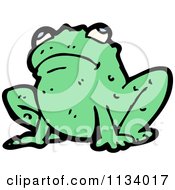 Cartoon Of A Green Frog Royalty Free Vector Clipart by lineartestpilot