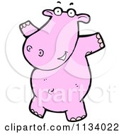 Cartoon Of A Pink Hippo Royalty Free Vector Clipart