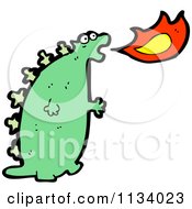 Cartoon Of A Green Fire Breathing Dragon Royalty Free Vector Clipart