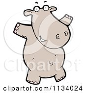 Cartoon Of A Brown Hippo Royalty Free Vector Clipart by lineartestpilot