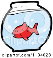 Cartoon Of A Red Fish In A Bowl Royalty Free Vector Clipart