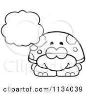 Cartoon Clipart Of An Outlined Dreaming Tortoise Turtle Black And White Vector Coloring Page by Cory Thoman