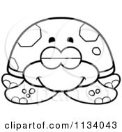 Cartoon Clipart Of An Outlined Sleeping Sea Turtle Black And White Vector Coloring Page by Cory Thoman