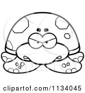 Cartoon Clipart Of An Outlined Angry Sea Turtle Black And White Vector Coloring Page by Cory Thoman