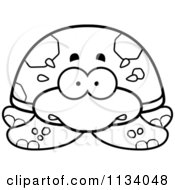 Cartoon Clipart Of An Outlined Scared Sea Turtle Black And White Vector Coloring Page by Cory Thoman
