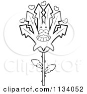 Cartoon Clipart Of An Outlined Marijuana Pot Leaf Mascot In Love Black And White Vector Coloring Page by Cory Thoman