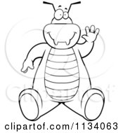 Poster, Art Print Of Outlined Bug Sitting And Waving