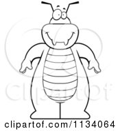 Cartoon Clipart Of An Outlined Bug Black And White Vector Coloring Page