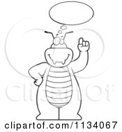 Cartoon Clipart Of An Outlined Bug Talking Black And White Vector Coloring Page