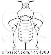 Cartoon Clipart Of An Outlined Angry Bug Black And White Vector Coloring Page