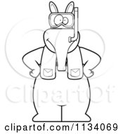 Cartoon Clipart Of An Outlined Aardvark In Scuba Gear Black And White Vector Coloring Page