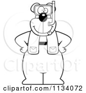 Cartoon Clipart Of An Outlined Bear In Scuba Gear Black And White Vector Coloring Page by Cory Thoman