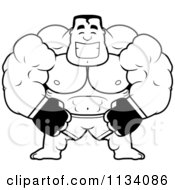 Poster, Art Print Of Outlined Happy Buff Mma Fighter