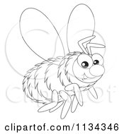 Cartoon Of A Cute Outlined Bee Royalty Free Clipart by Alex Bannykh