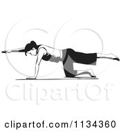 Clipart Of A Black And White Woman Doing Pilates Bird Dog Pose Royalty Free Vector Illustration