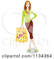 Poster, Art Print Of Woman Leaning And Carrying A Shopping Bag 2