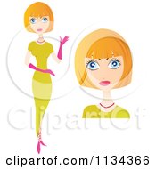 Clipart Of A Blond Woman Shown Full Body And Face Royalty Free Vector Illustration
