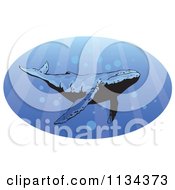 Clipart Of A Humpback Whale Swimming With Rays Of Light Royalty Free Vector Illustration