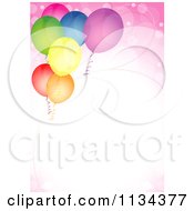 Poster, Art Print Of Birthday Party Background With Colorful Balloons And Pink Flares