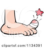 Cartoon Of A Sore Bandaged Toe Royalty Free Vector Clipart