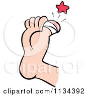 Cartoon Of A Sore Painful Bandaged Toe Royalty Free Vector Clipart