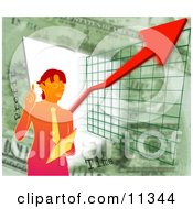 Businesswoman Standing By A Graph During A Presentation Clipart Illustration by AtStockIllustration