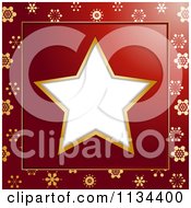 Poster, Art Print Of White Christmas Star Frame On A Red And Gold Snowflake Background