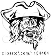 Poster, Art Print Of Angry Black And White Pirate Face 2