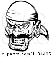 Poster, Art Print Of Angry Black And White Pirate Face 1