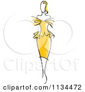 Clipart Of A Woman In A Gorgeous Yellow Dress Royalty Free Vector Illustration