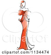 Clipart Of A Woman In A Gorgeous Red Gown Royalty Free Vector Illustration