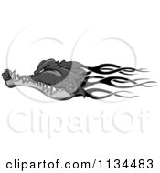 Poster, Art Print Of Grayscale Flaming Crocodile Head