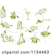 Poster, Art Print Of Green Olives Branches And Oils