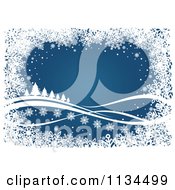 Poster, Art Print Of Blue Winter Snowflake And Tree Christmas Background